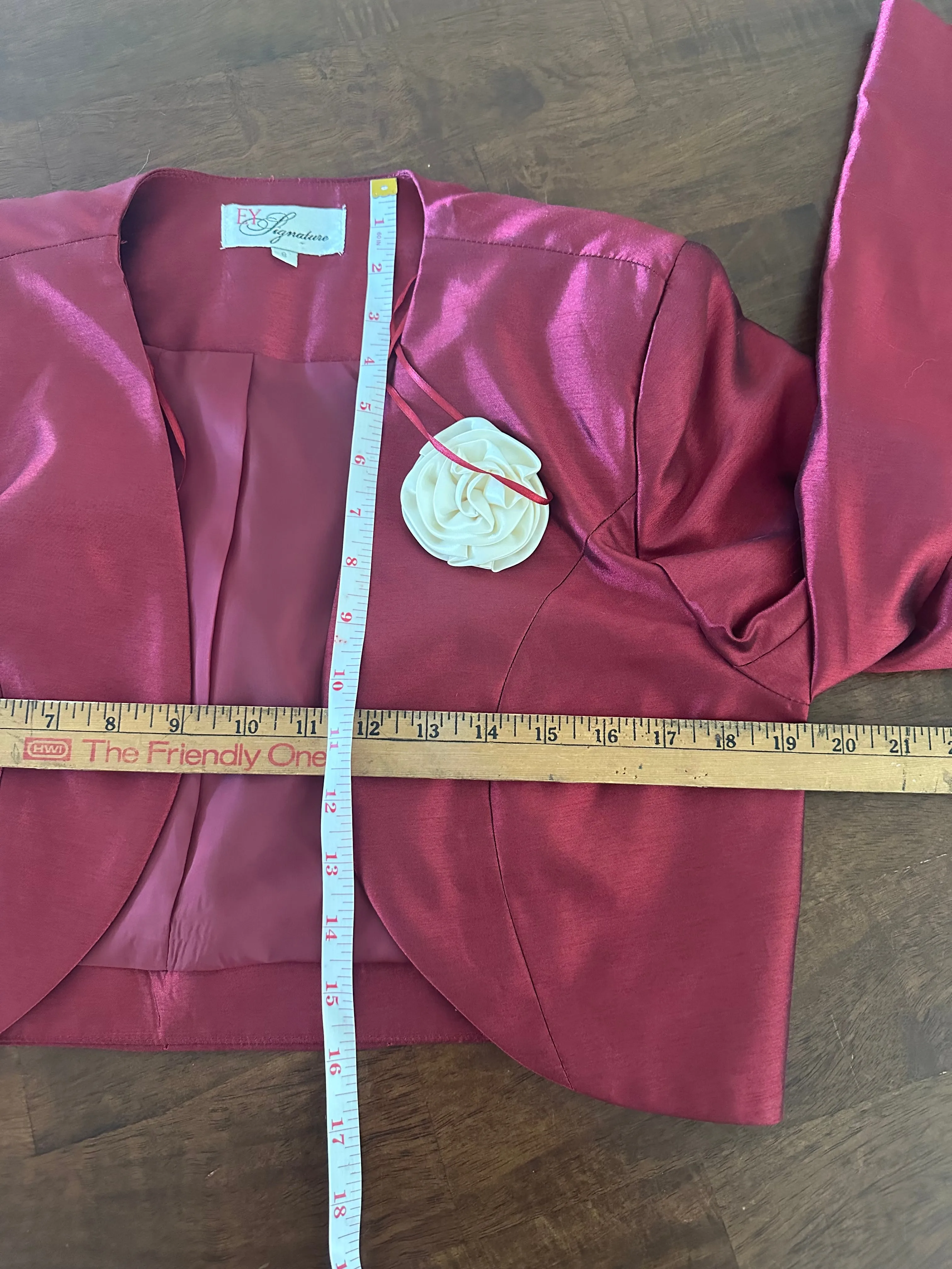 Vintage 80s Maroon Iridescent Cropped Embellished Blazer ('8')