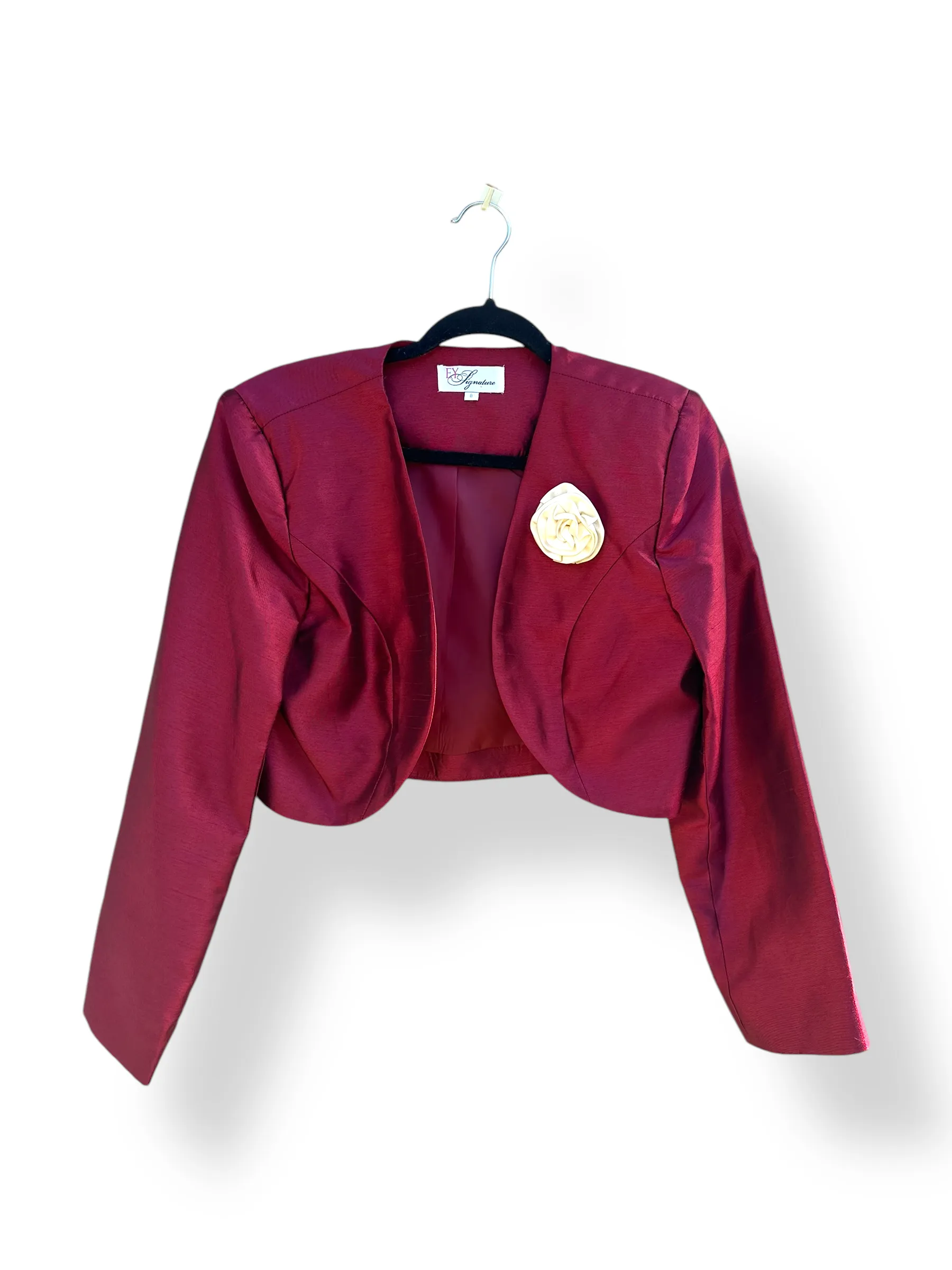 Vintage 80s Maroon Iridescent Cropped Embellished Blazer ('8')