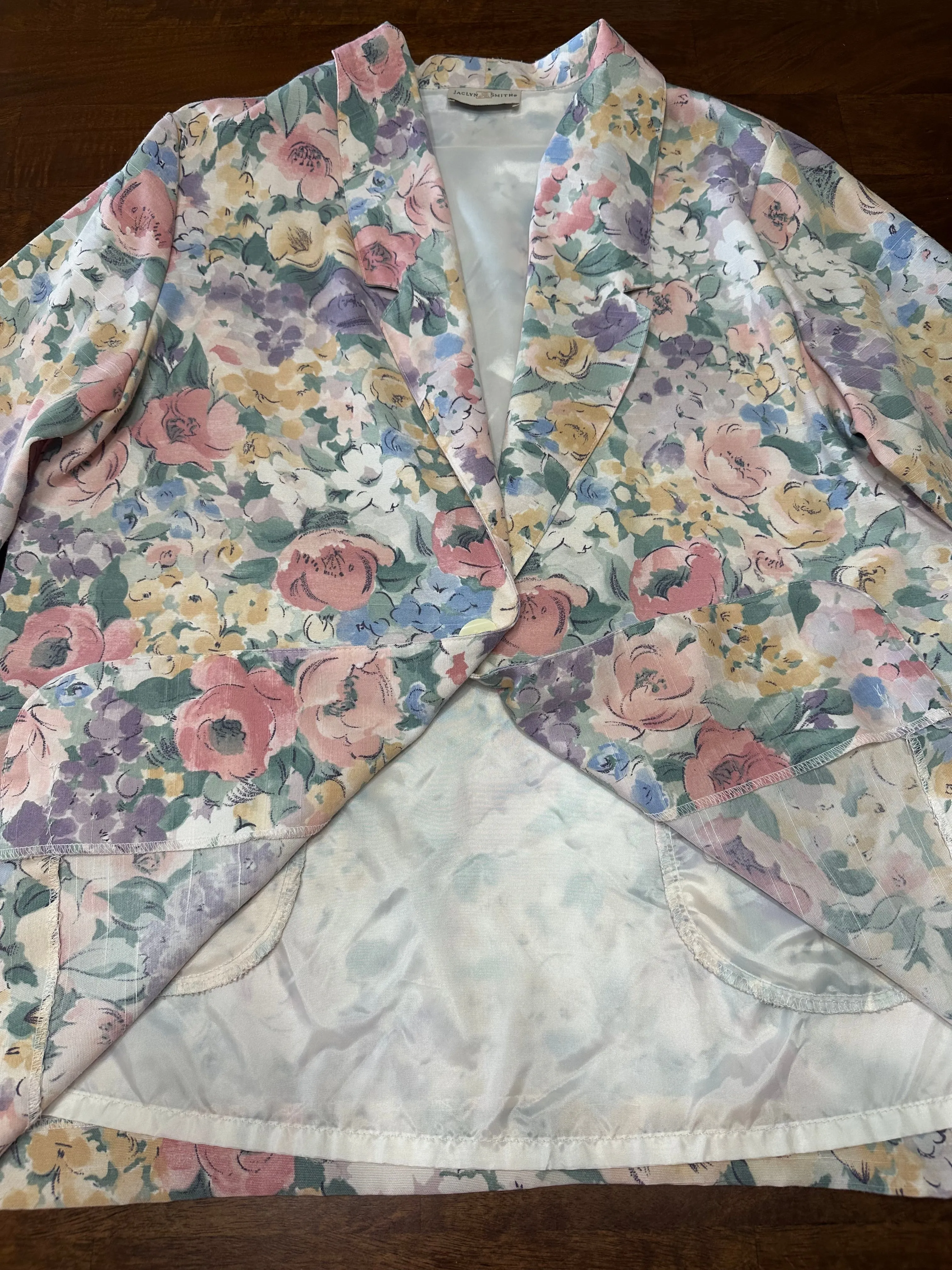 Vintage 80s Pastel Floral Blazer (S/M)