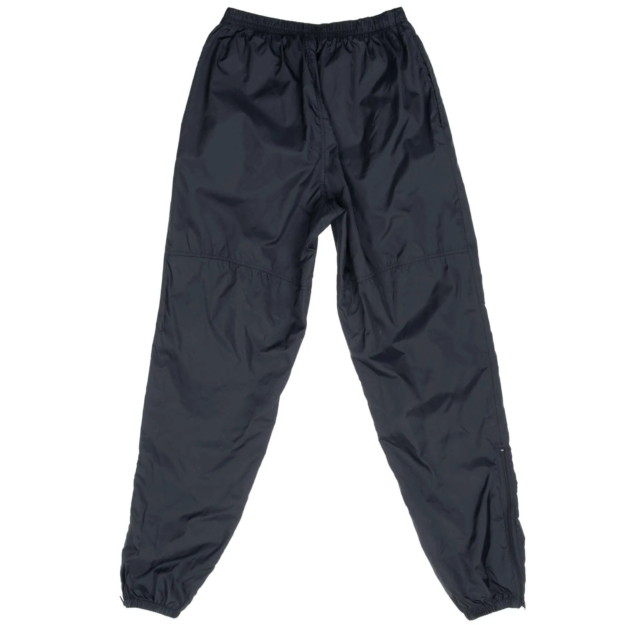 VINTAGE NIKE CLASSIC SWOOSH BLACK NYLON TRACK PANTS EARLY 1990S LARGE