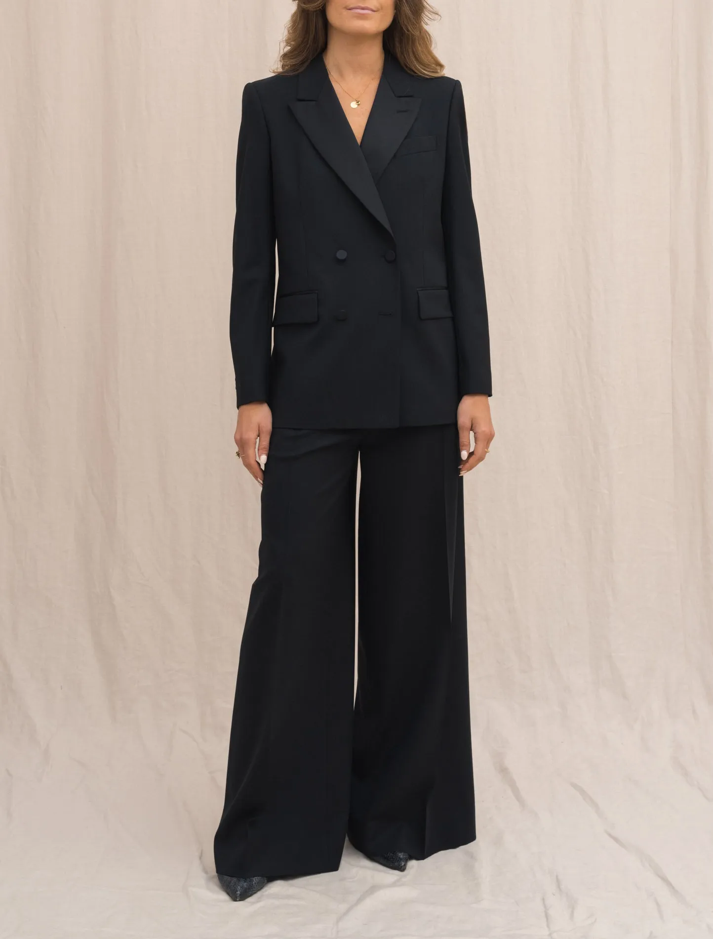 Wide Tuxedo Trousers Black