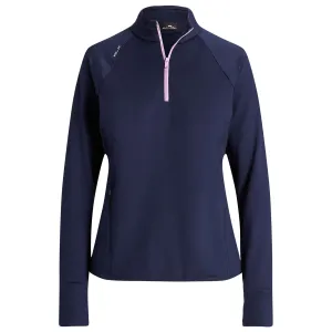 Womens Jersey Quarter Zip Pullover Refined Navy/Light Mauve - AW23