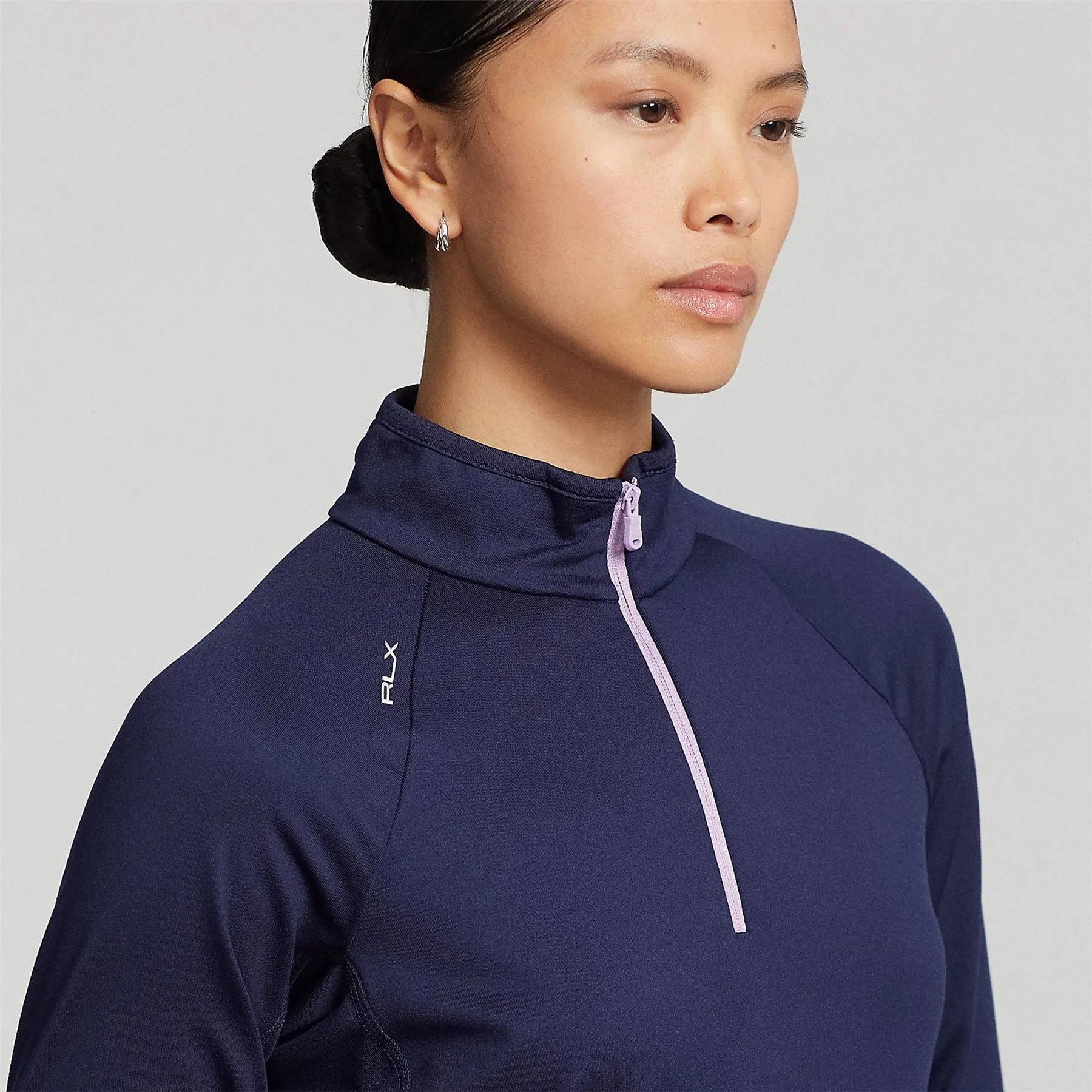 Womens Jersey Quarter Zip Pullover Refined Navy/Light Mauve - AW23