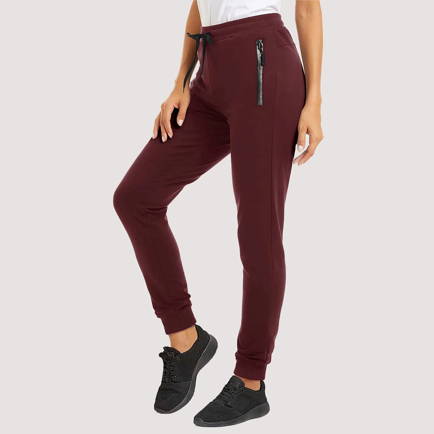 Women's Joggers with Zipper Pockets for Workout & Running