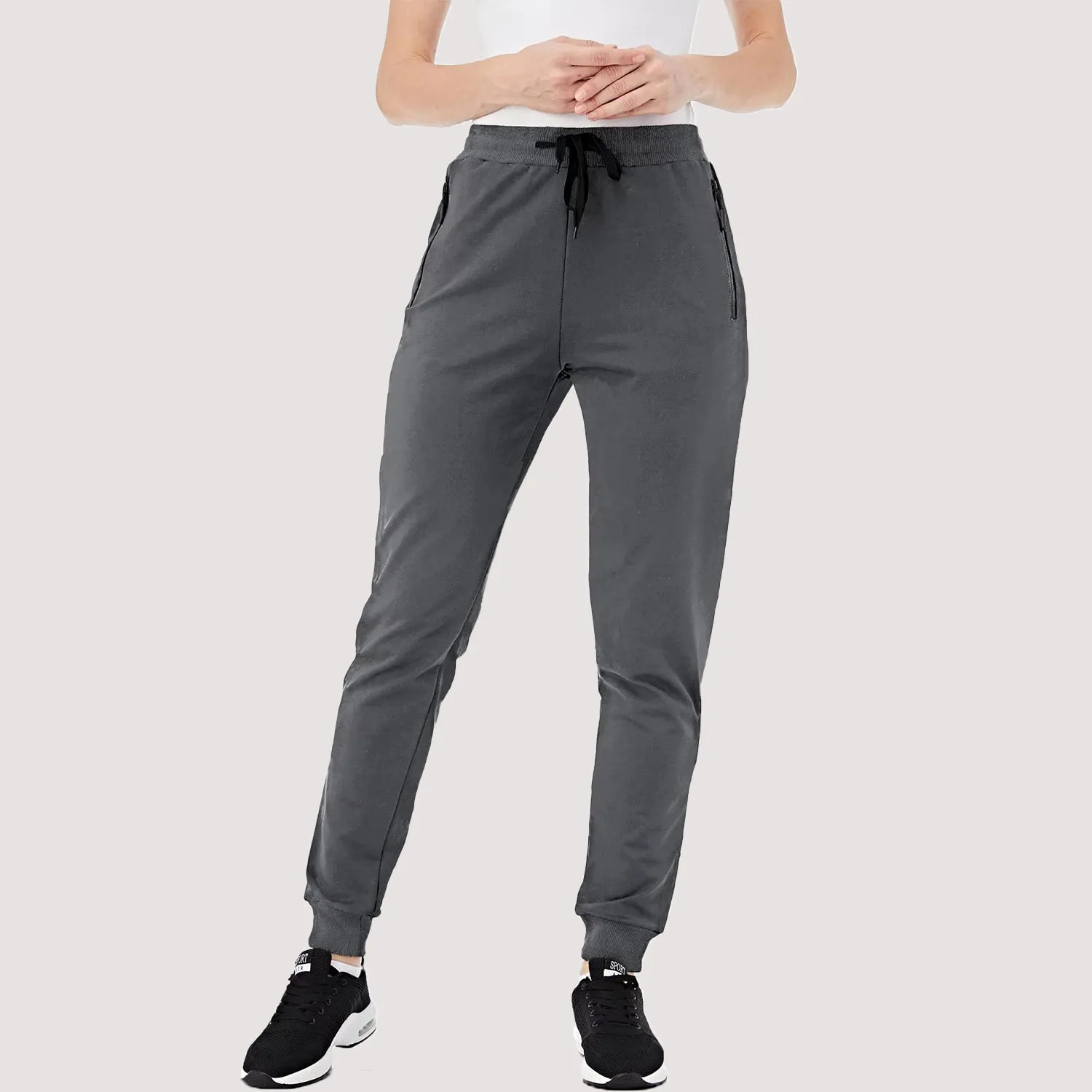 Women's Joggers with Zipper Pockets for Workout & Running
