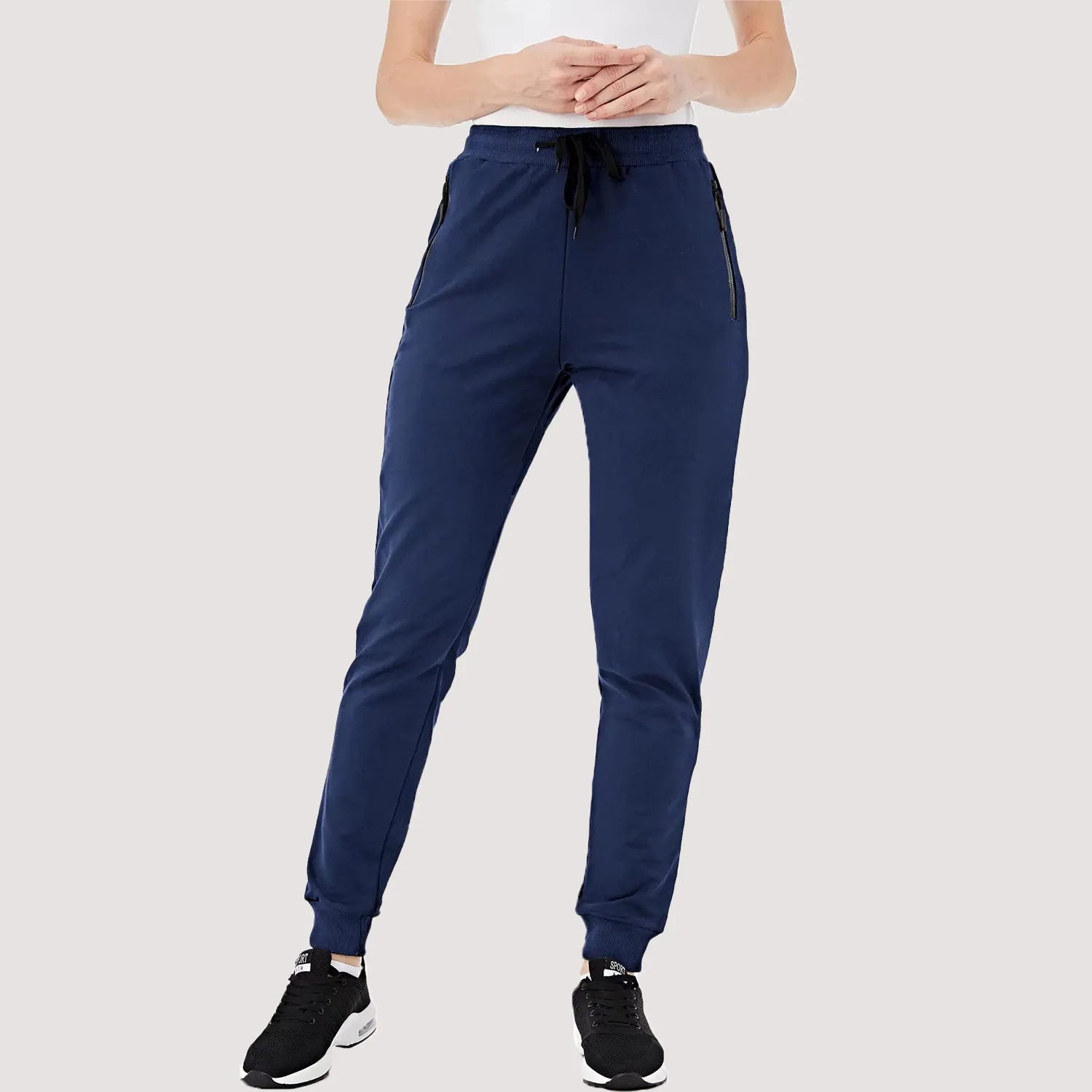 Women's Joggers with Zipper Pockets for Workout & Running