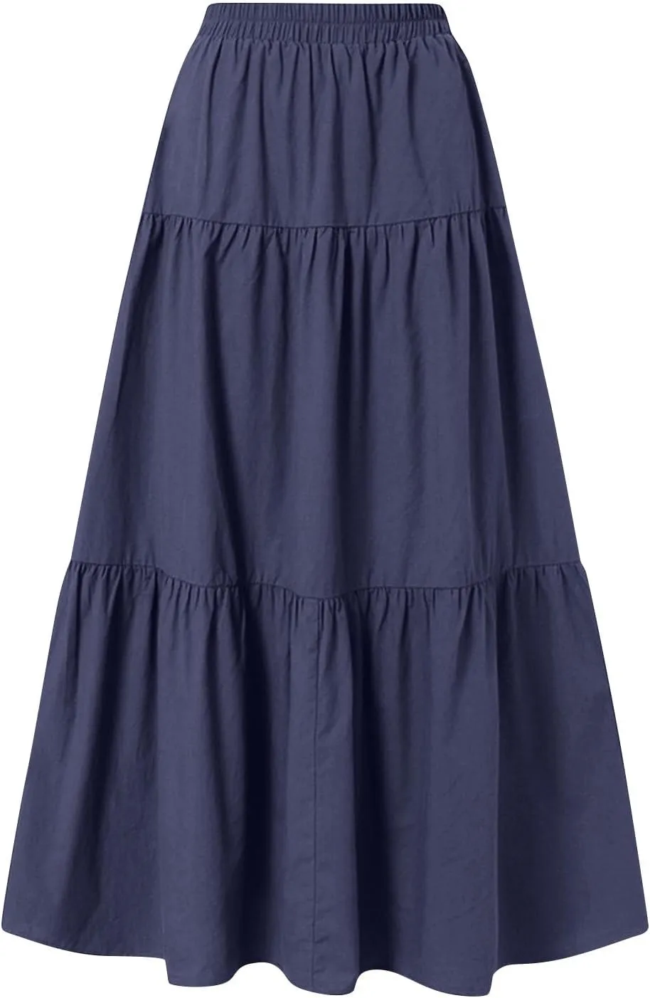 Women's Summer Flowy Swing Midi Skirts Boho High Elastic Waist Fake Drawstring Floral Print A line Casual Cute Skirt