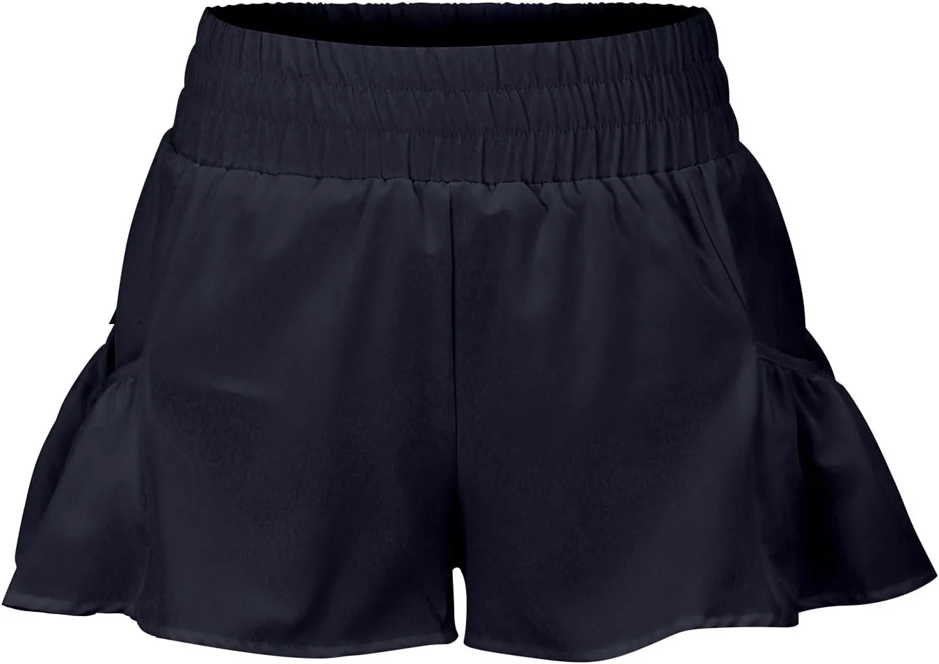 Womens Track Shorts Elastic High Waisted Running Sports Sweat Shorts with Pockets Workout Athletic Lounge Flounce Short Pants