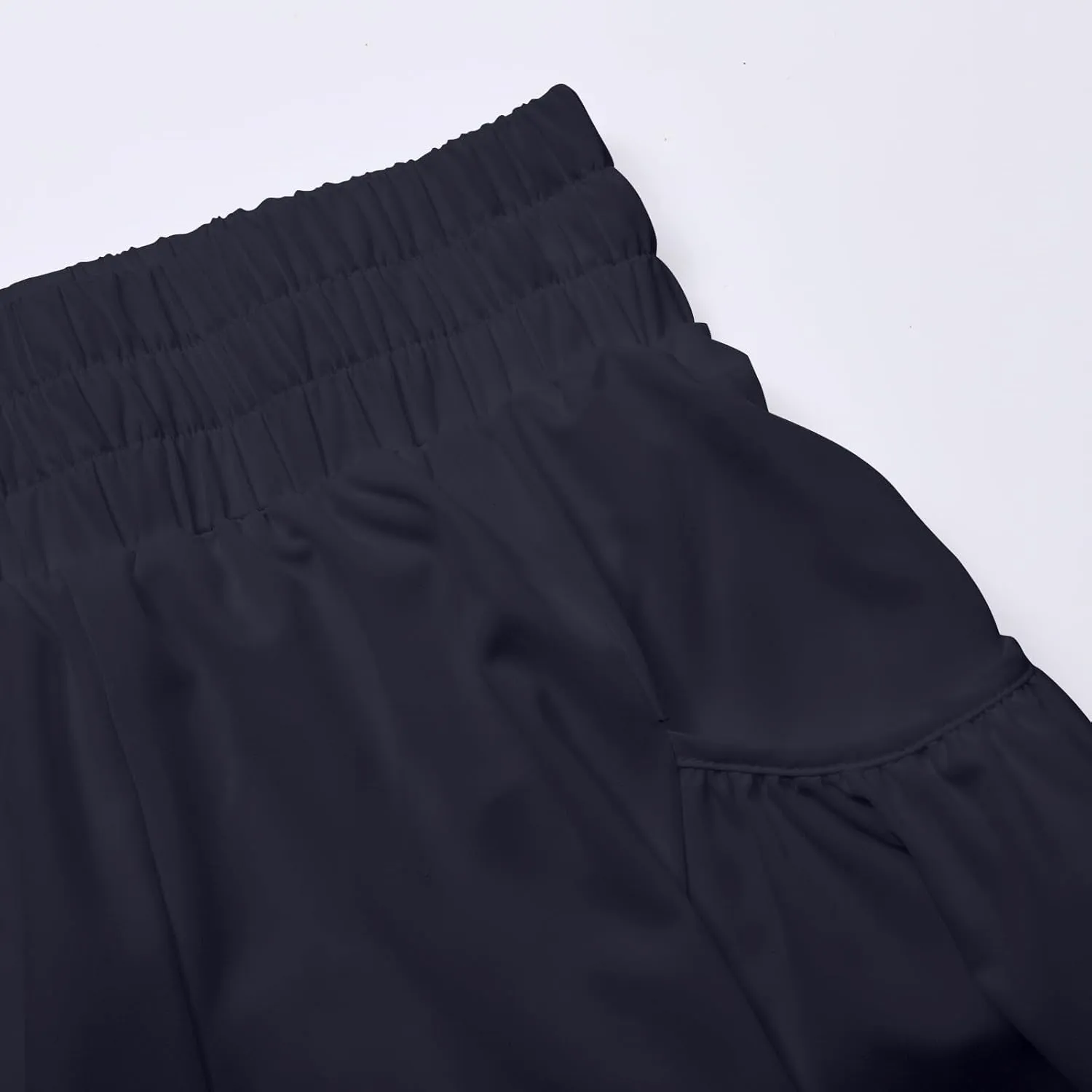 Womens Track Shorts Elastic High Waisted Running Sports Sweat Shorts with Pockets Workout Athletic Lounge Flounce Short Pants